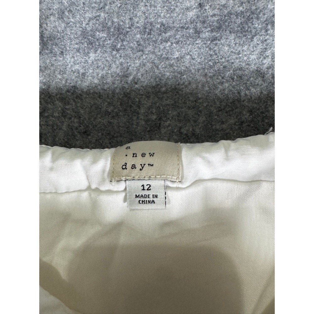 A New Day Mini Dress Women's 12‎ White Off Shoulder Ruffle Sleeve linen blend - Picture 3 of 10